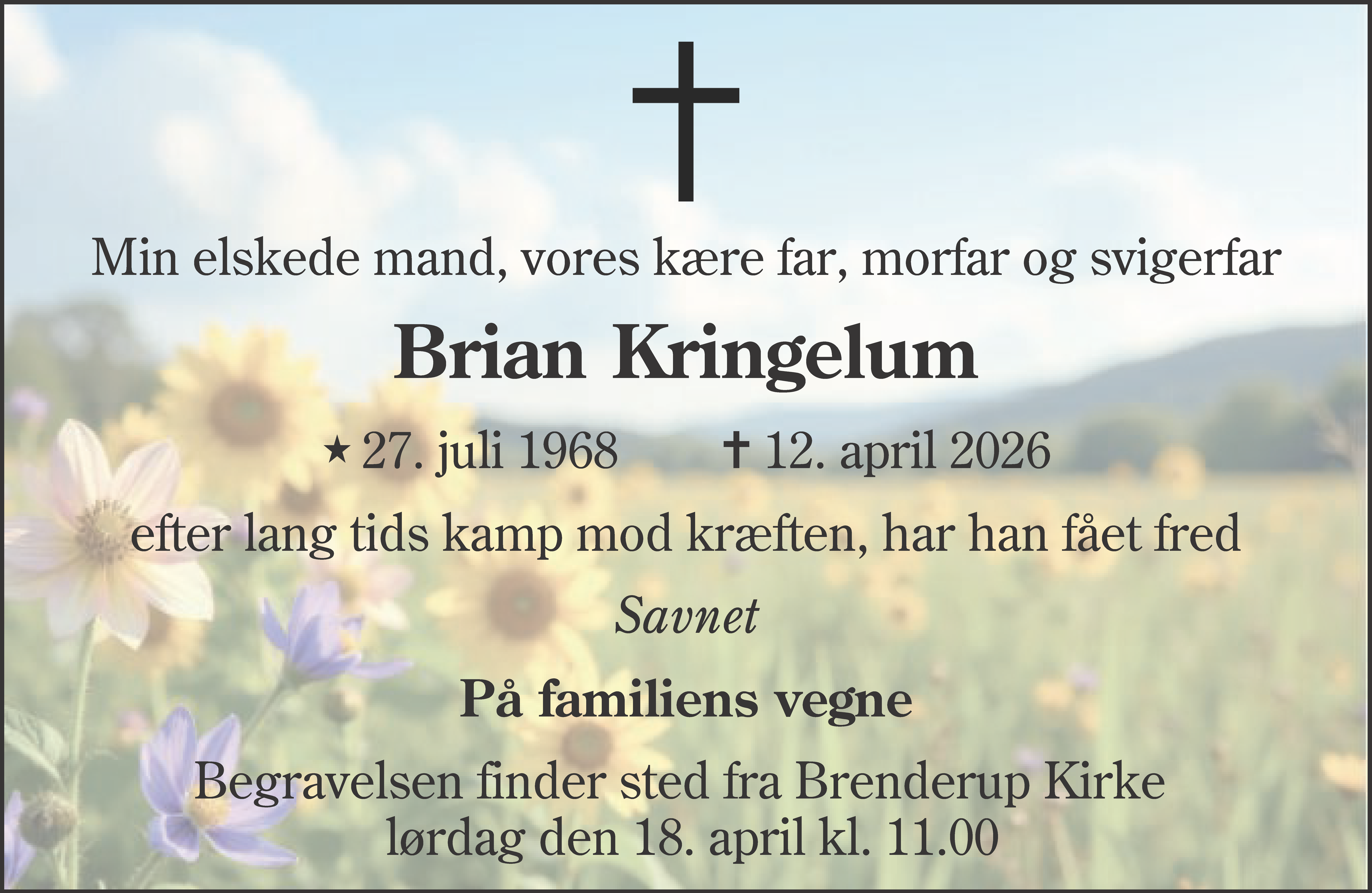 Dødsannonce for Brian Kringelum