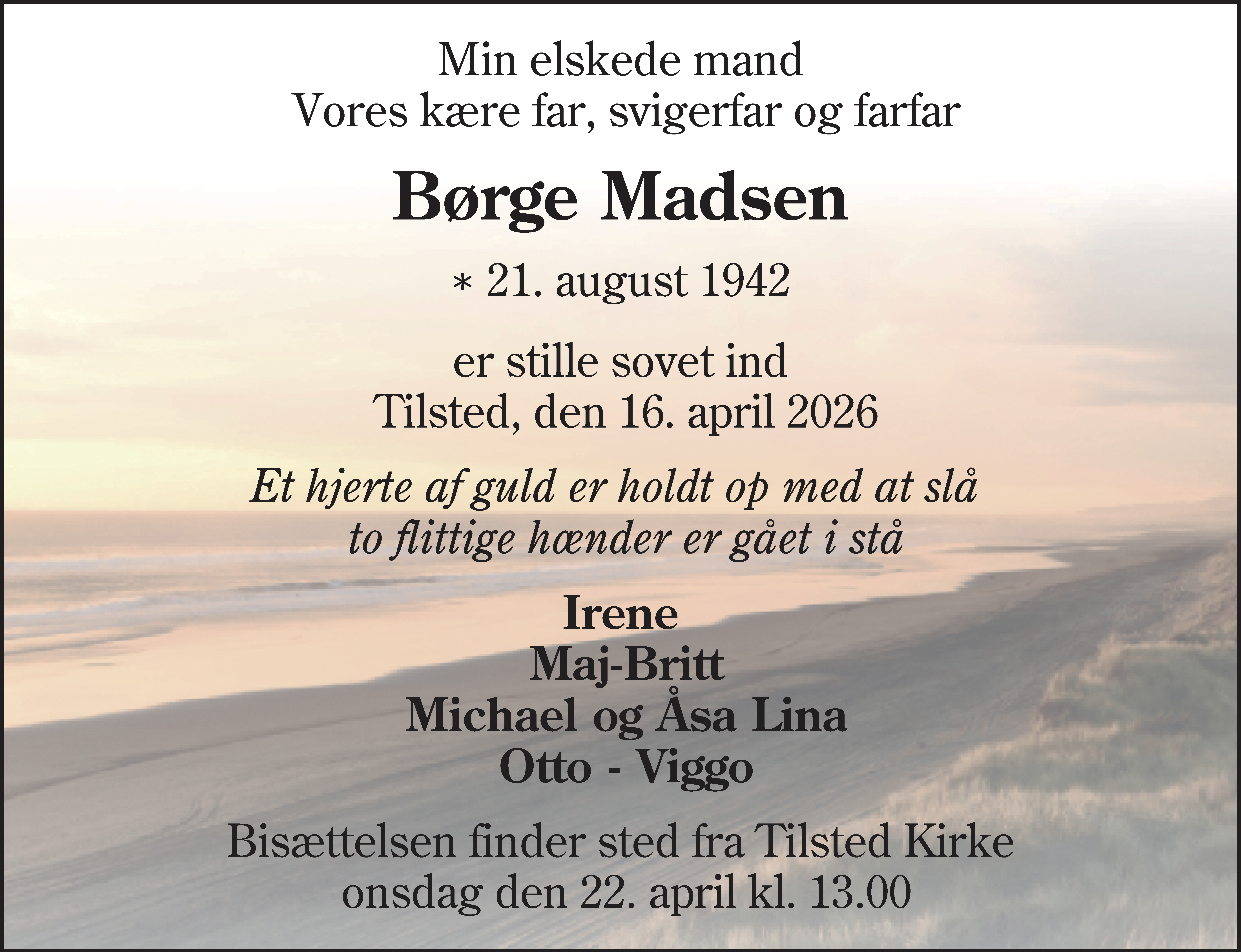 Dødsannonce for Børge Madsen