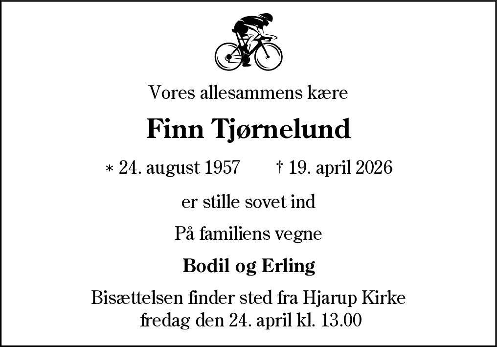Dødsannonce for Finn Tjørnelund