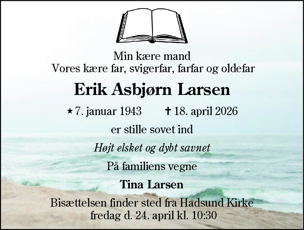 Dødsannonce for Erik Asbjørn Larsen