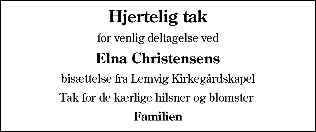 Dødsannonce for Elna Christensen
