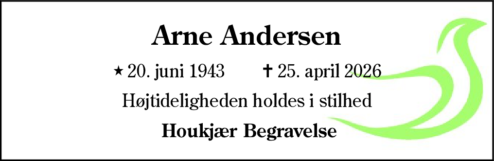 Dødsannonce for Arne Andersen