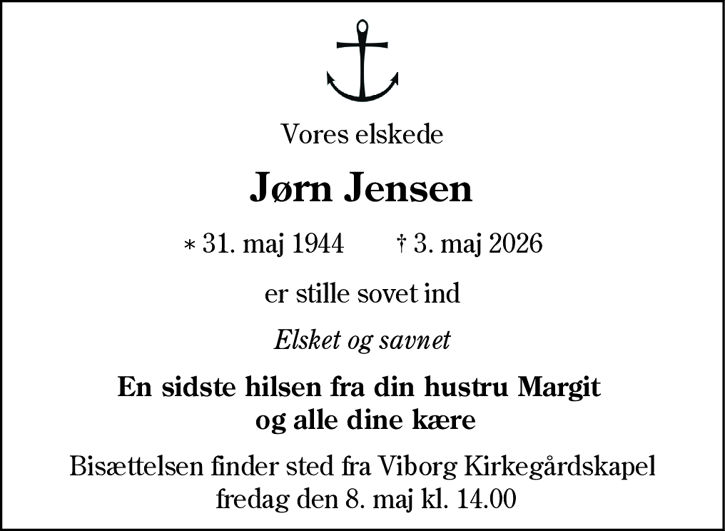 Dødsannonce for Jørn Jensen