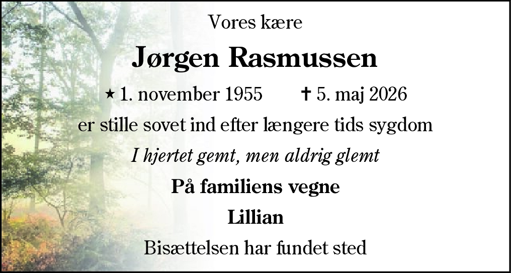 Dødsannonce for Jørgen Rasmussen