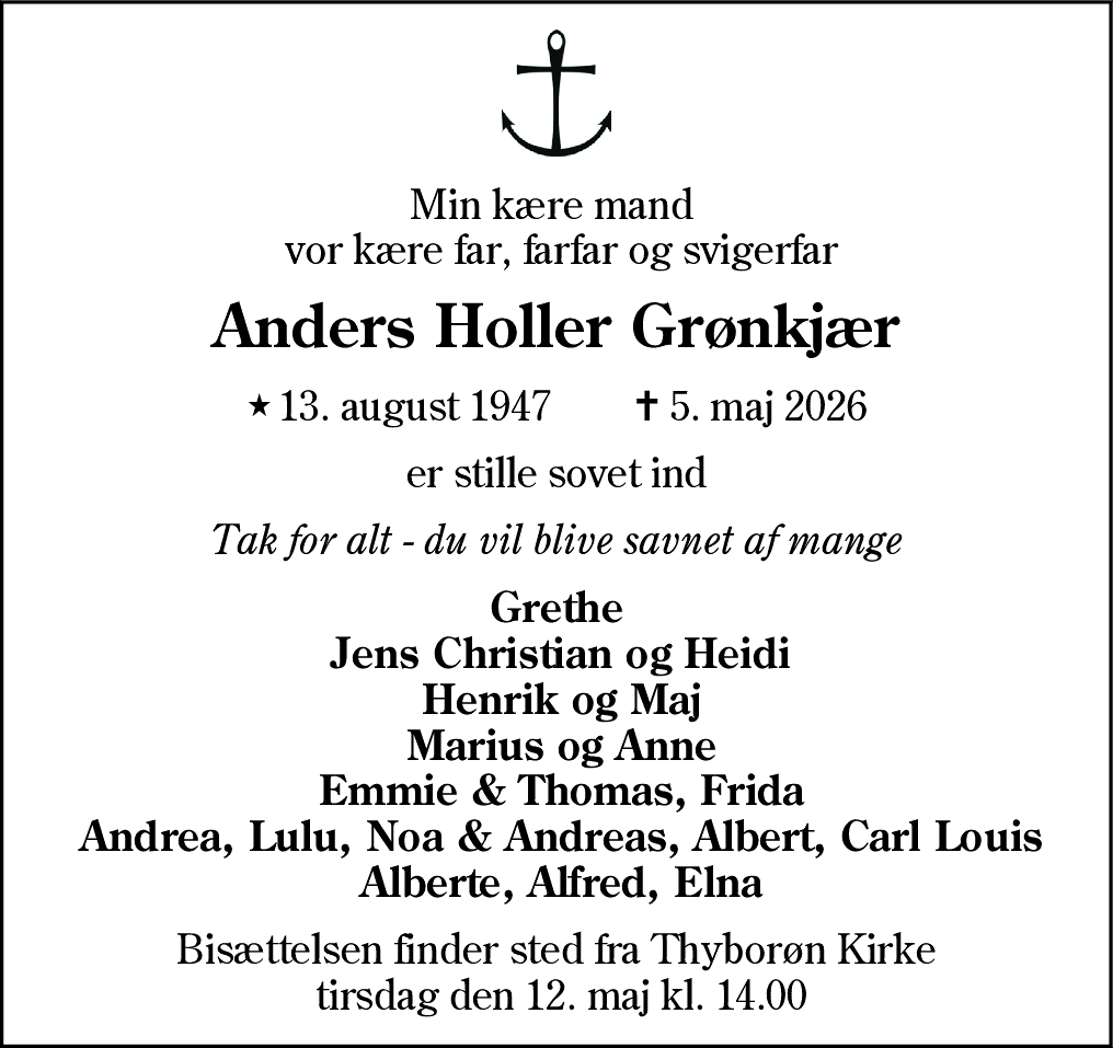 Dødsannonce for Anders Holler Grønkjær
