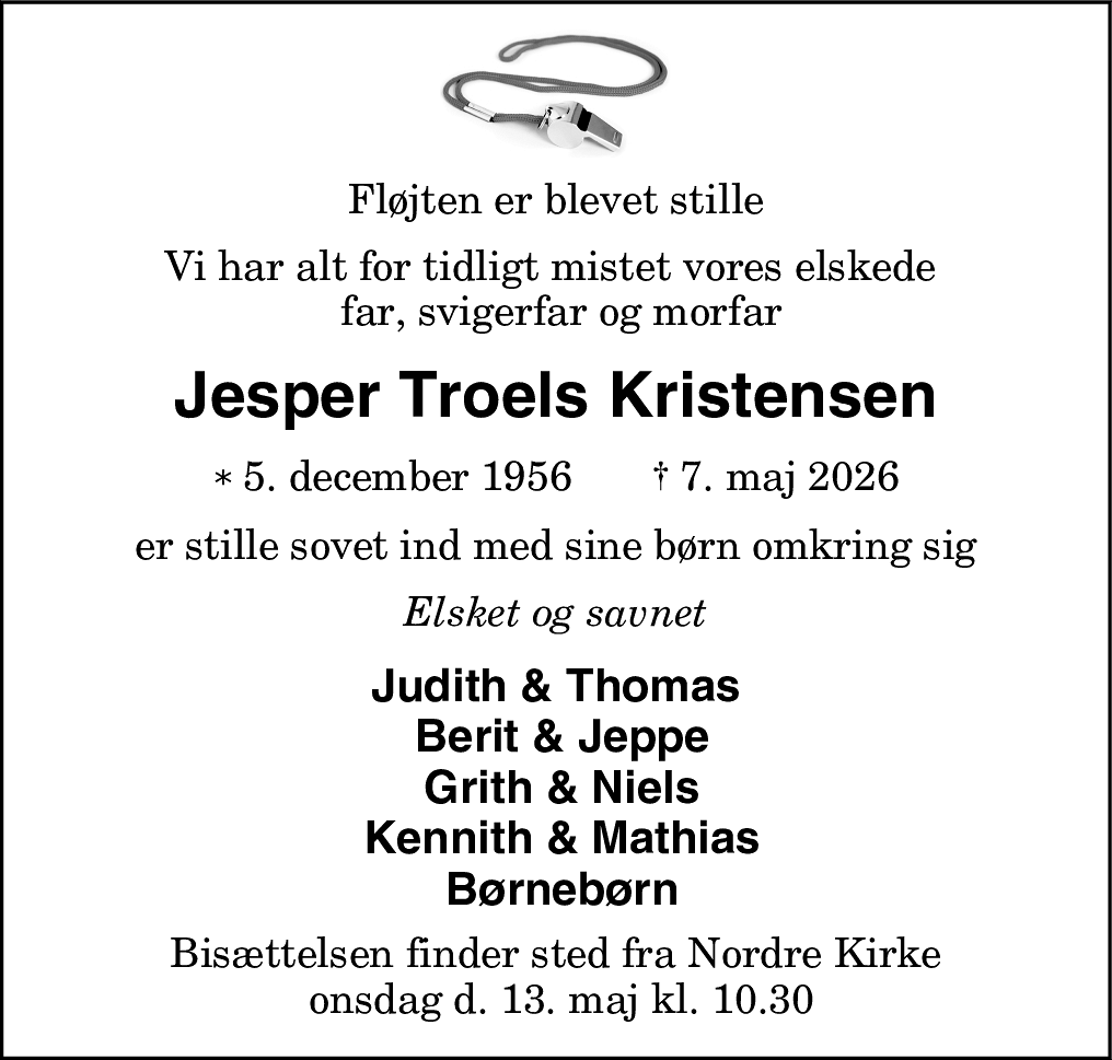 Dødsannonce for Jesper Troels Kristensen