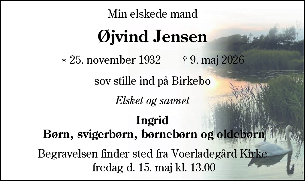 Dødsannonce for Øjvind Jensen
