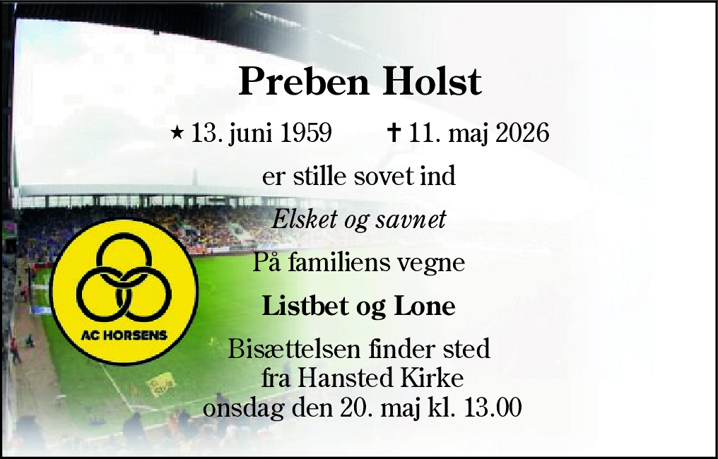 Dødsannonce for Preben Holst