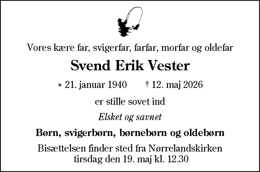 Dødsannonce for Svend Erik Vester