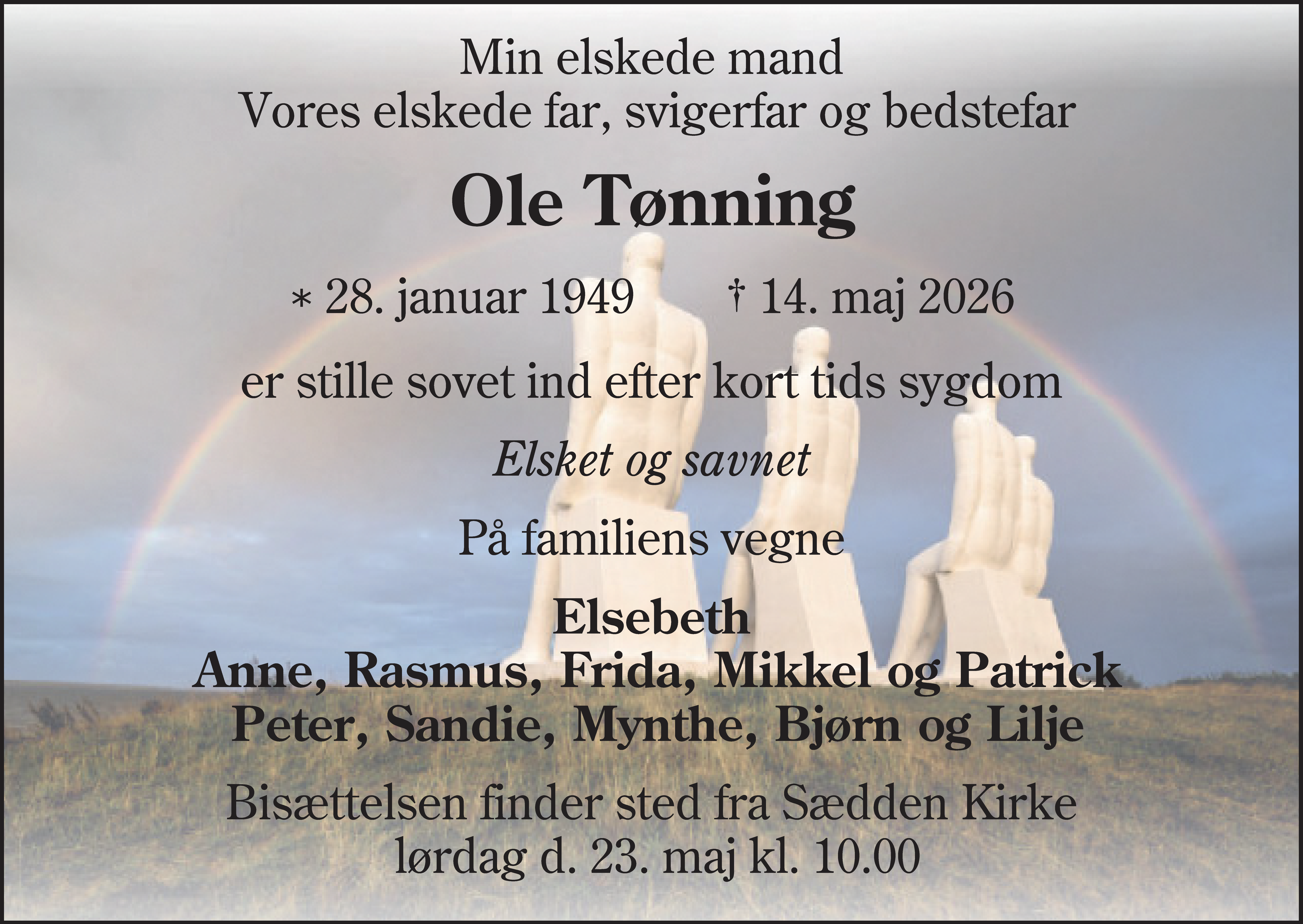 Dødsannonce for Ole Tønning
