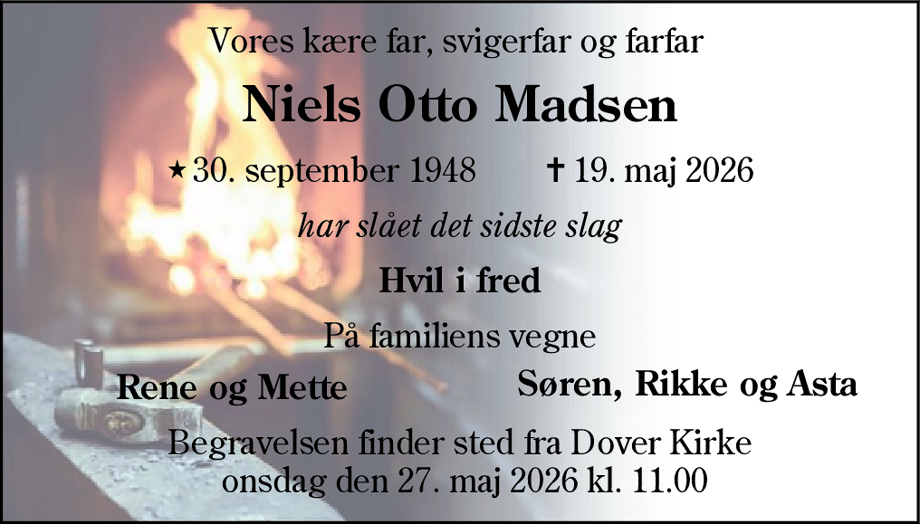Dødsannonce for Niels Otto Madsen