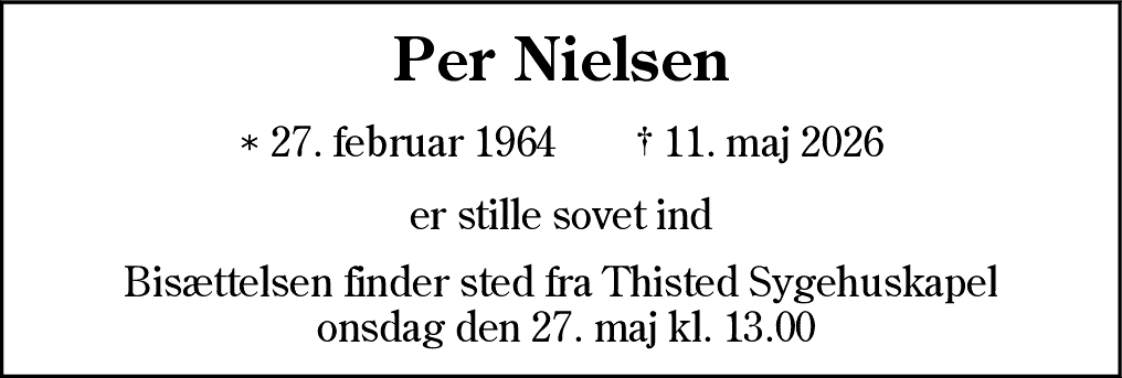 Dødsannonce for Per Nielsen