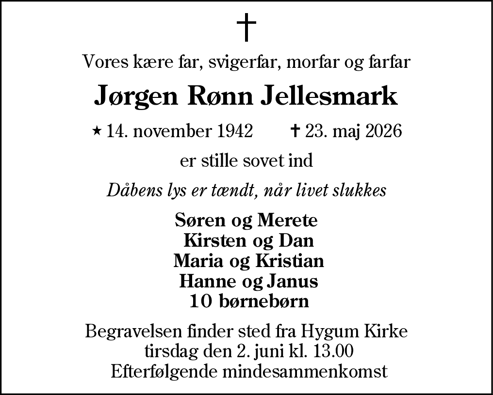 Dødsannonce for Jørgen Rønn Jellesmark