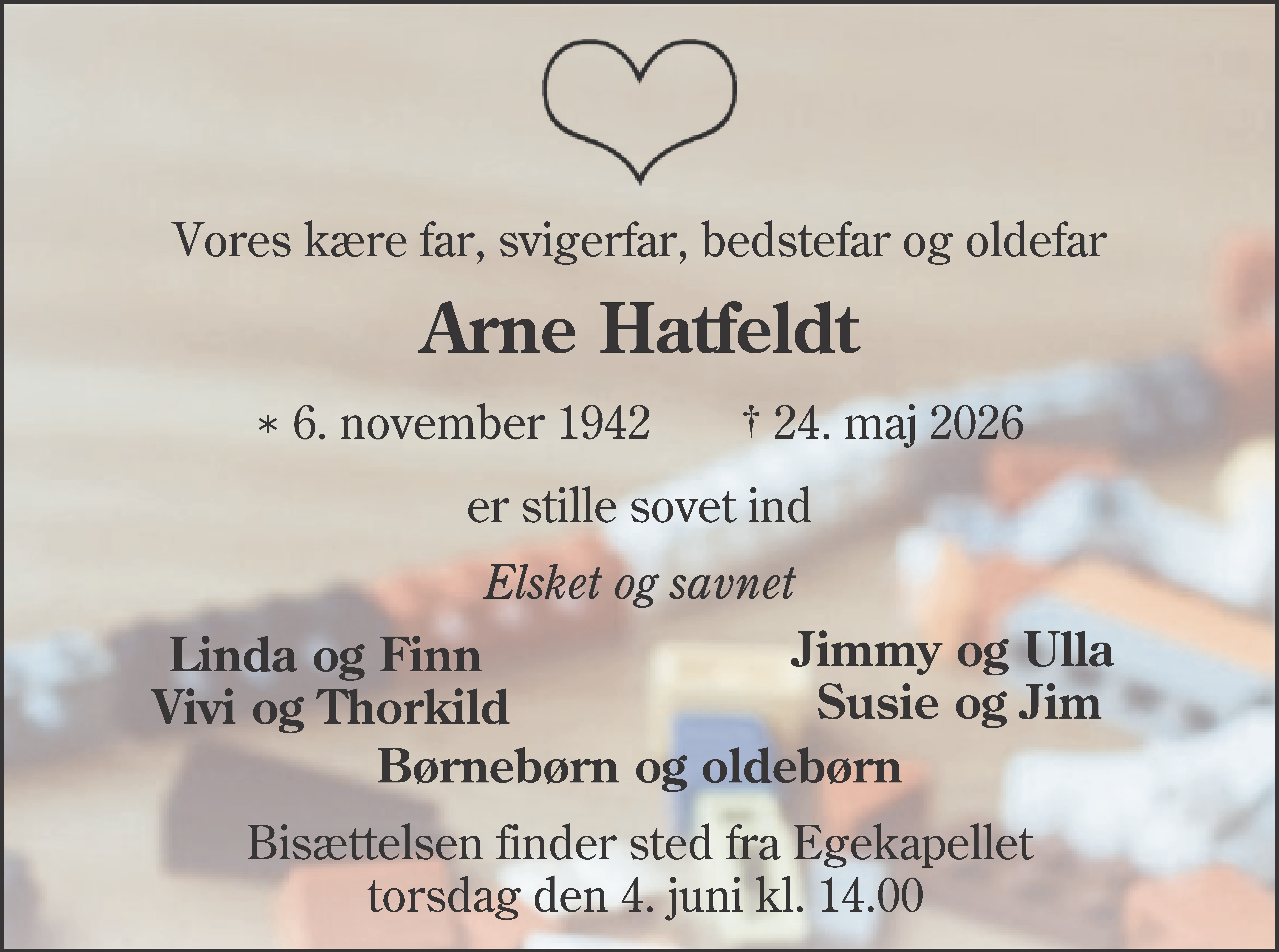 Dødsannonce for Arne Frydendahl Hatfeldt
