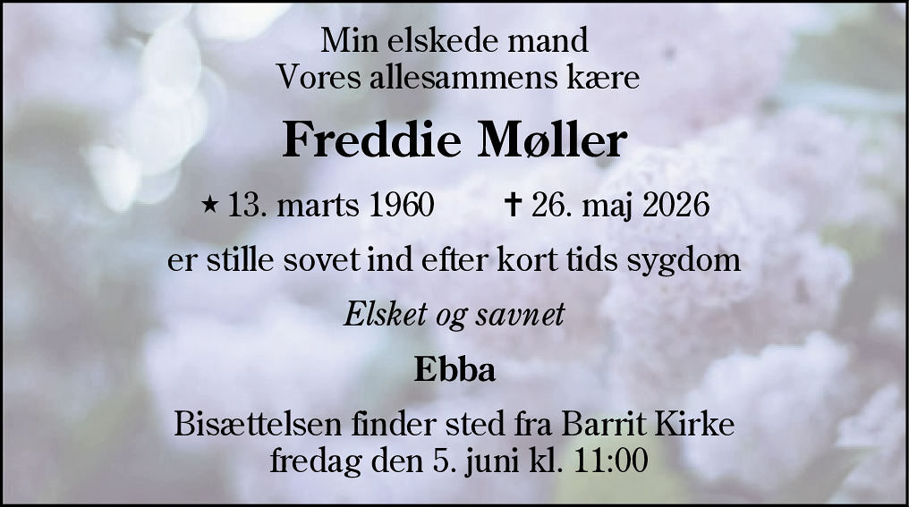 Dødsannonce for Freddie Møller