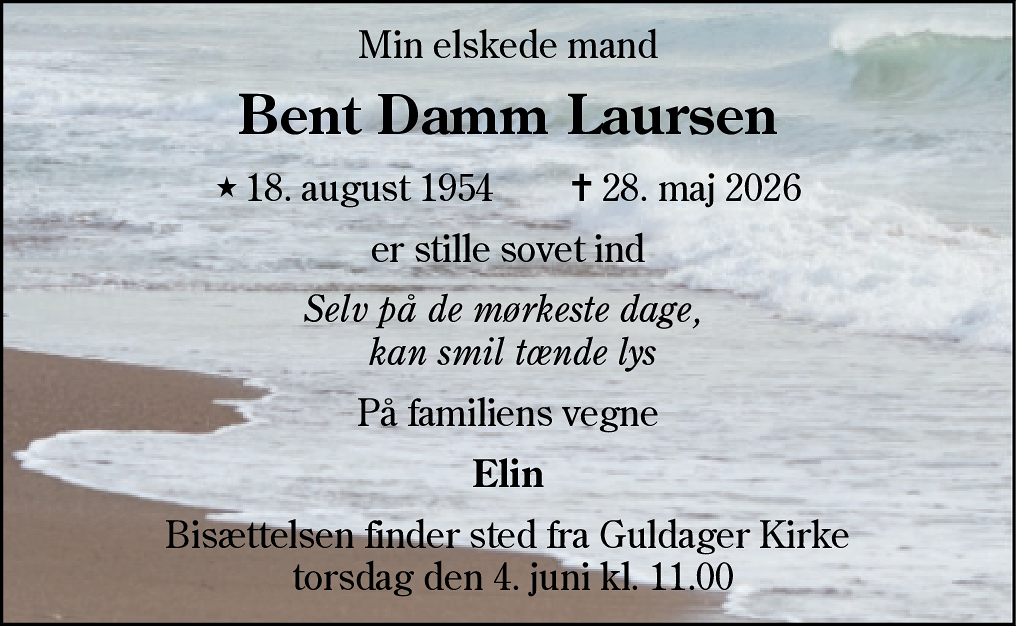 Dødsannonce for Bent Damm Laursen