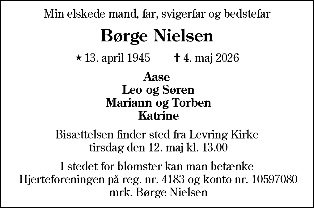 Dødsannonce for Børge Nielsen