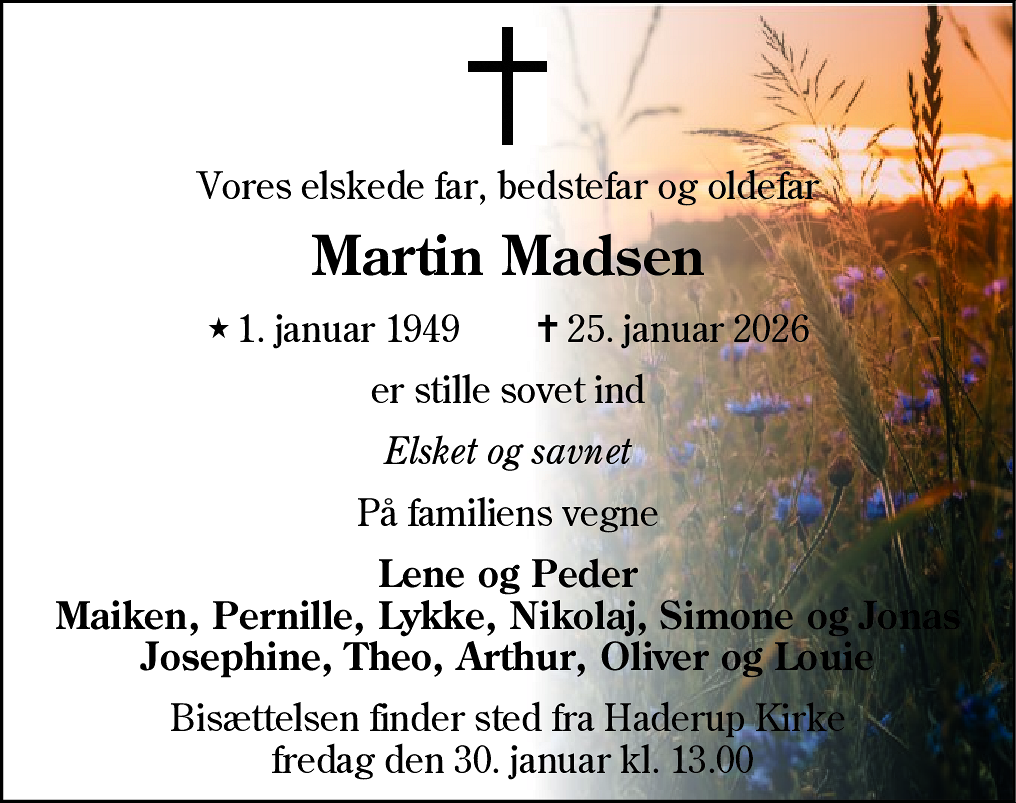 Dødsannonce for Martin Madsen