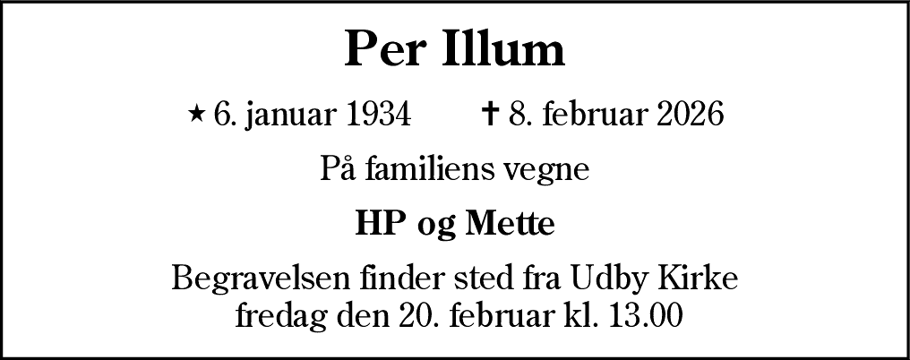 Dødsannonce for Per Illum