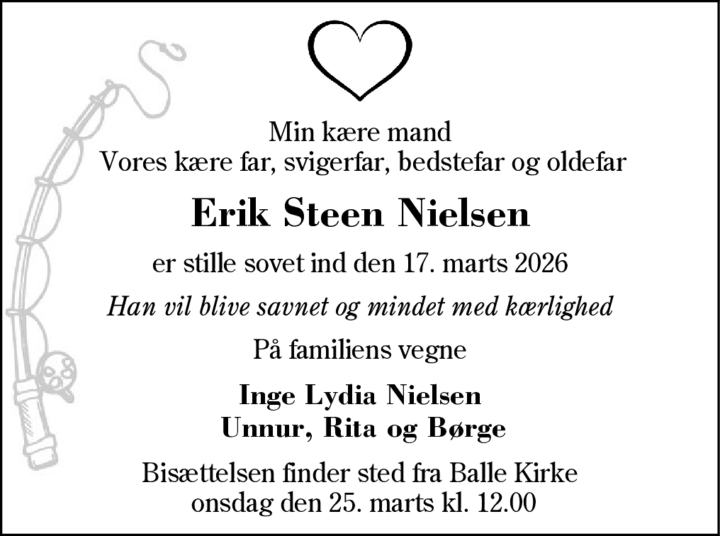 Dødsannonce for Erik Steen Nielsen