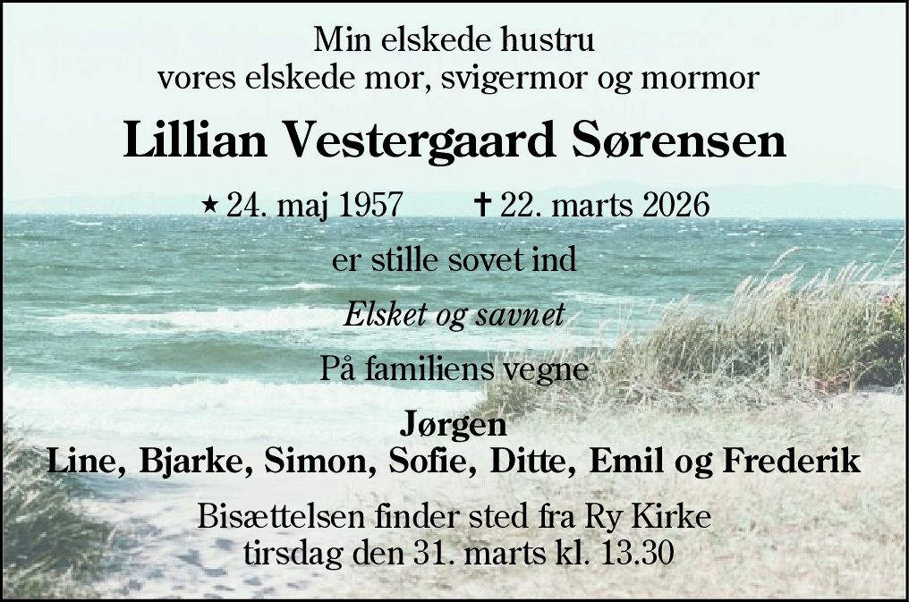 Dødsannonce for Lillian Thora Sørensen