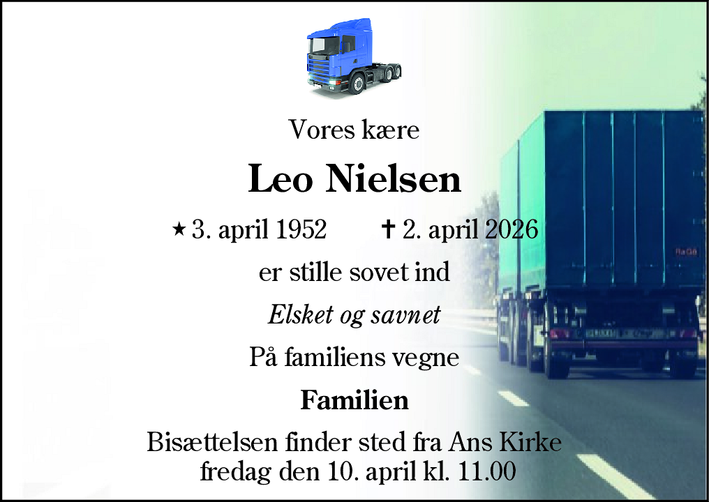 Dødsannonce for Leo Nielsen