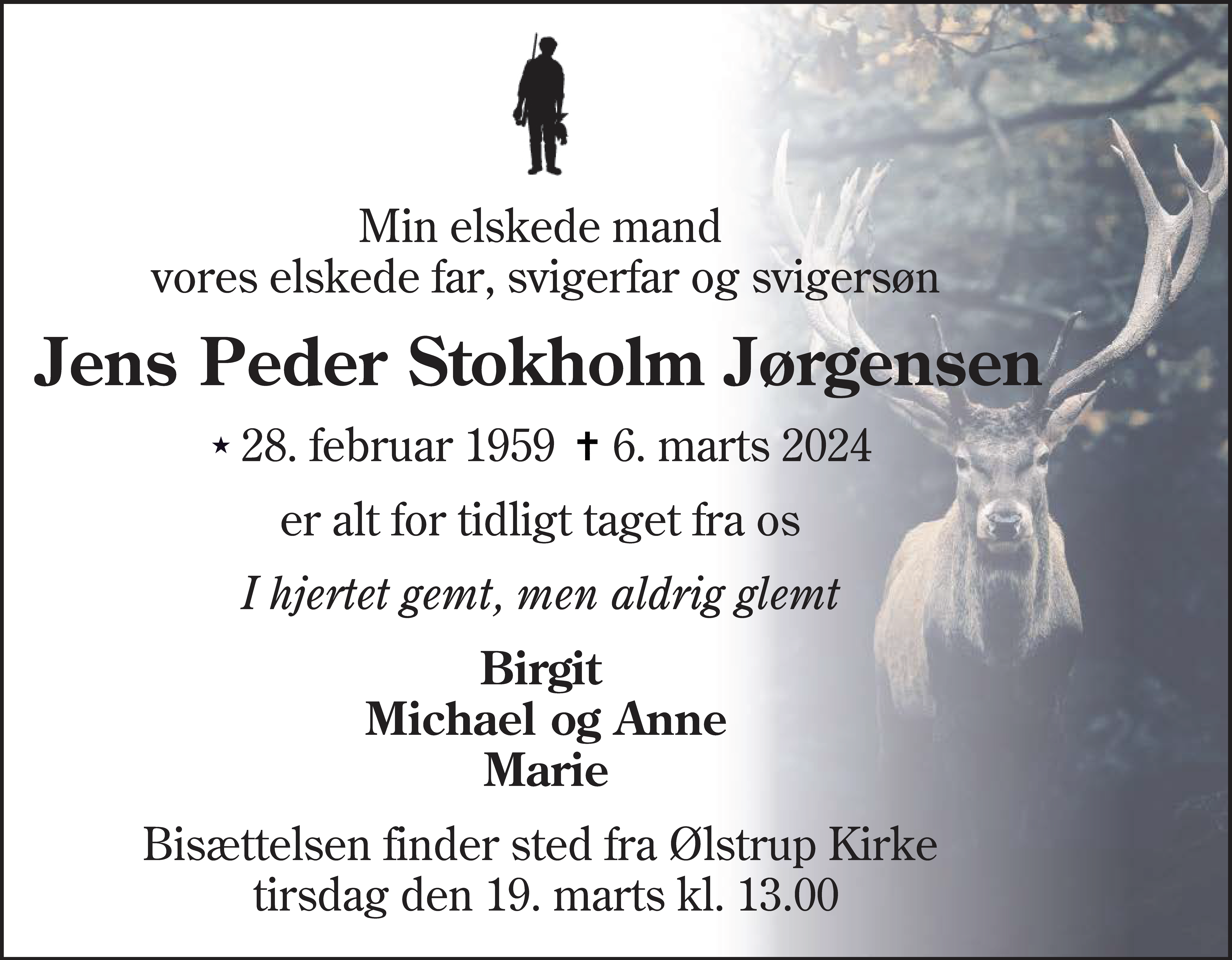 Dødsannonce for Jens Peder Stockholm Jørgensen