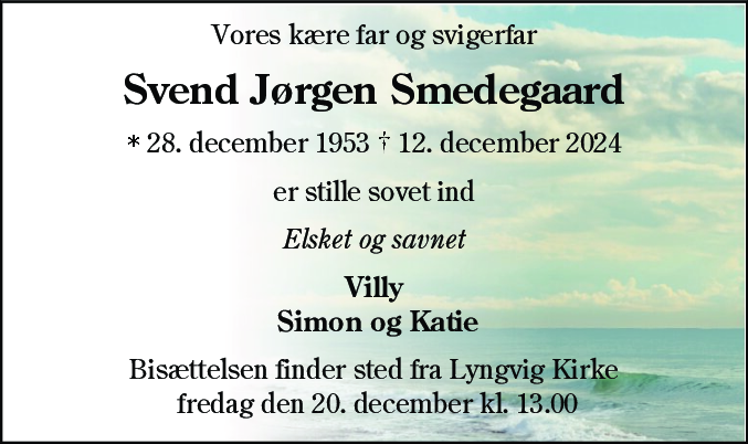 Dødsannonce for Svend Jørgen Smedegaard