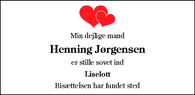 Dødsannonce for Henning Jørgensen