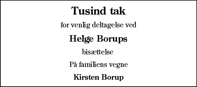 Dødsannonce for Helge Borup