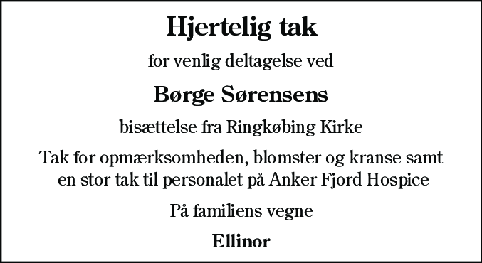 Dødsannonce for Børge Sørensen