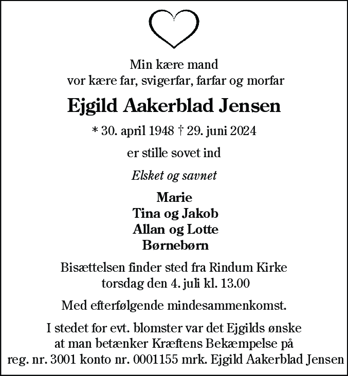 Dødsannonce for Ejgild Aakerblad Jensen