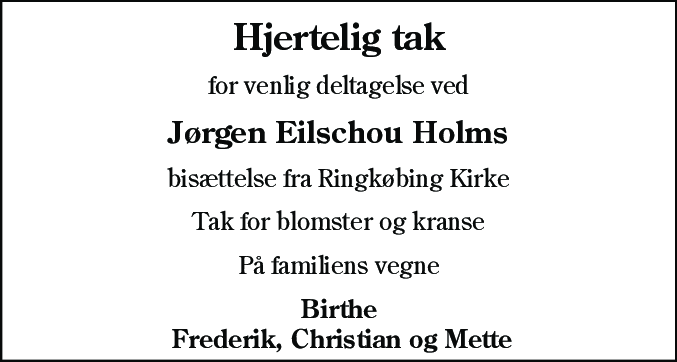Dødsannonce for Jørgen Eilschou Holm