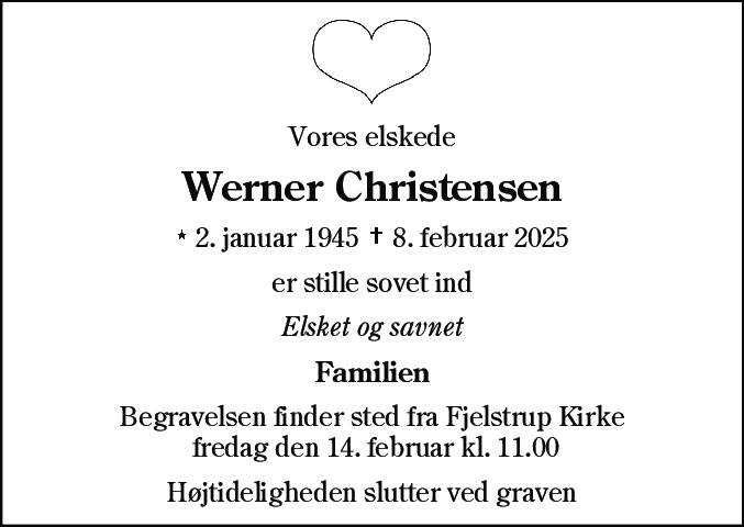 Dødsannonce for Werner Christensen