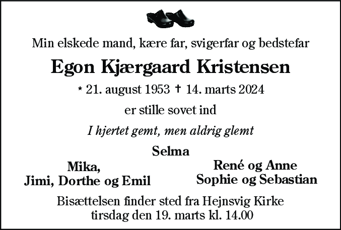Dødsannonce for Egon Kjærgaard Kristensen