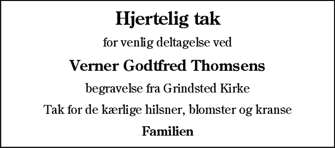 Dødsannonce for Verner Godtfred Thomsen