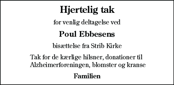 Dødsannonce for Poul Ebbesen