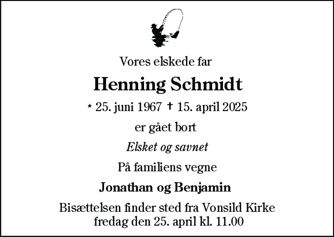 Dødsannonce for Henning Schmidt