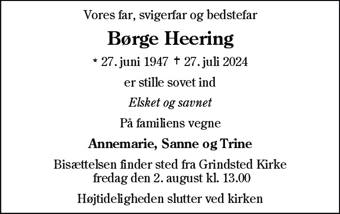 Dødsannonce for Børge Heering