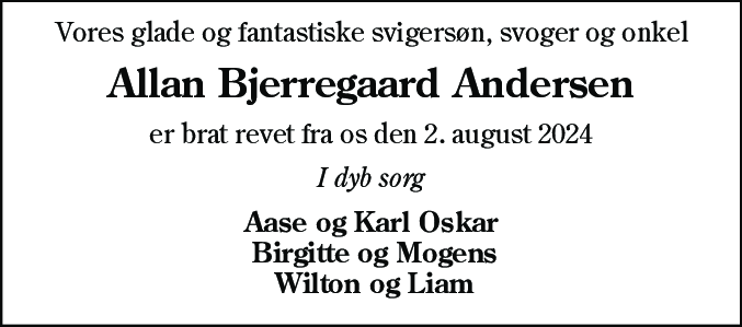 Dødsannonce for Allan Bjerregaard Andersen