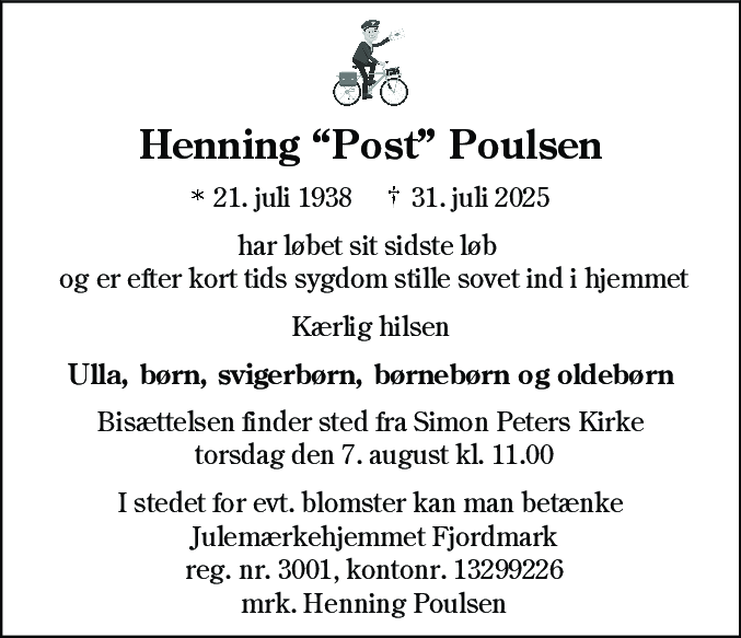 Dødsannonce for Henning Poulsen