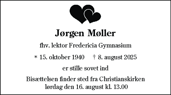 Dødsannonce for Jørgen Møller