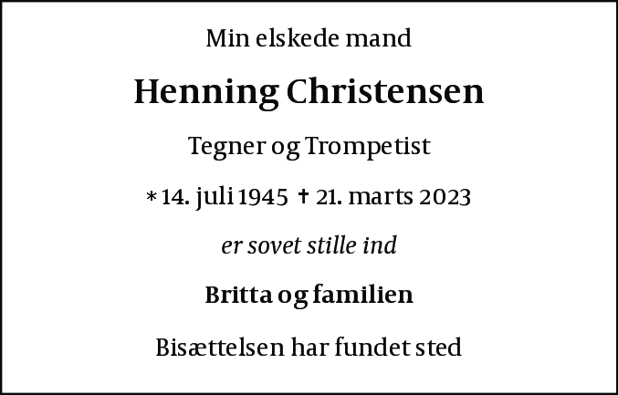 Dødsannonce for Henning Christensen