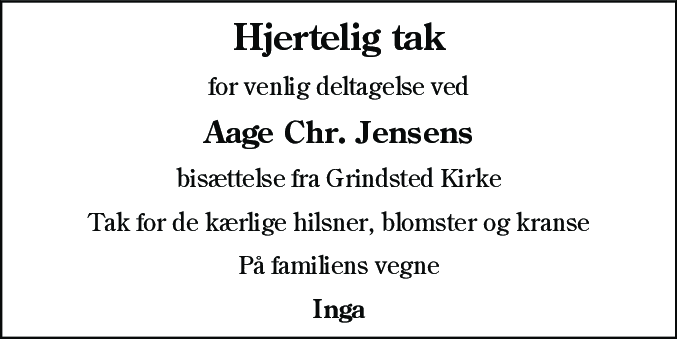 Dødsannonce for Aage Christian Jensen