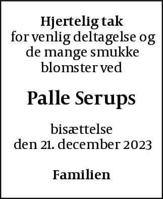 Dødsannonce for Palle Serup