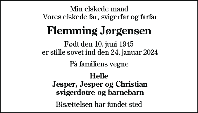 Dødsannonce for Flemming Jørgensen