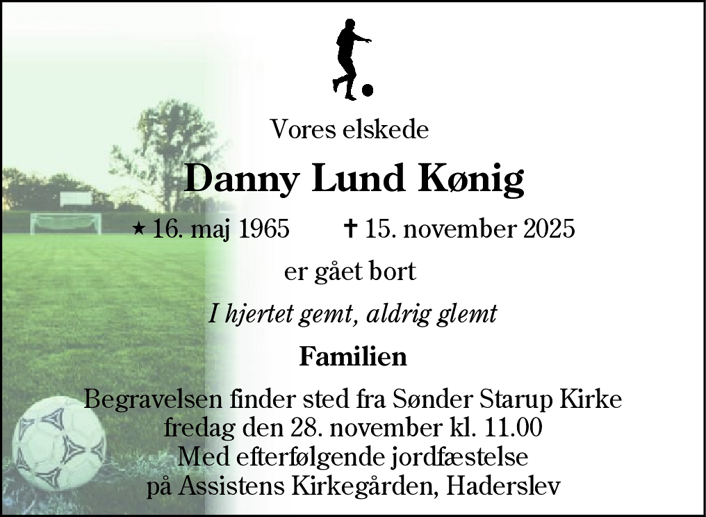 Dødsannonce for Danny Lund Kønig