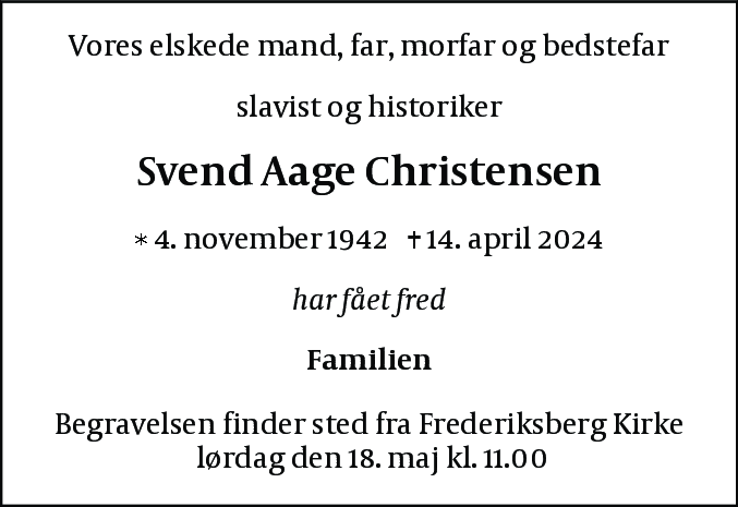 Dødsannonce for Svend Aage Christensen