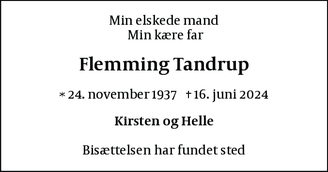 Dødsannonce for Flemming Tandrup