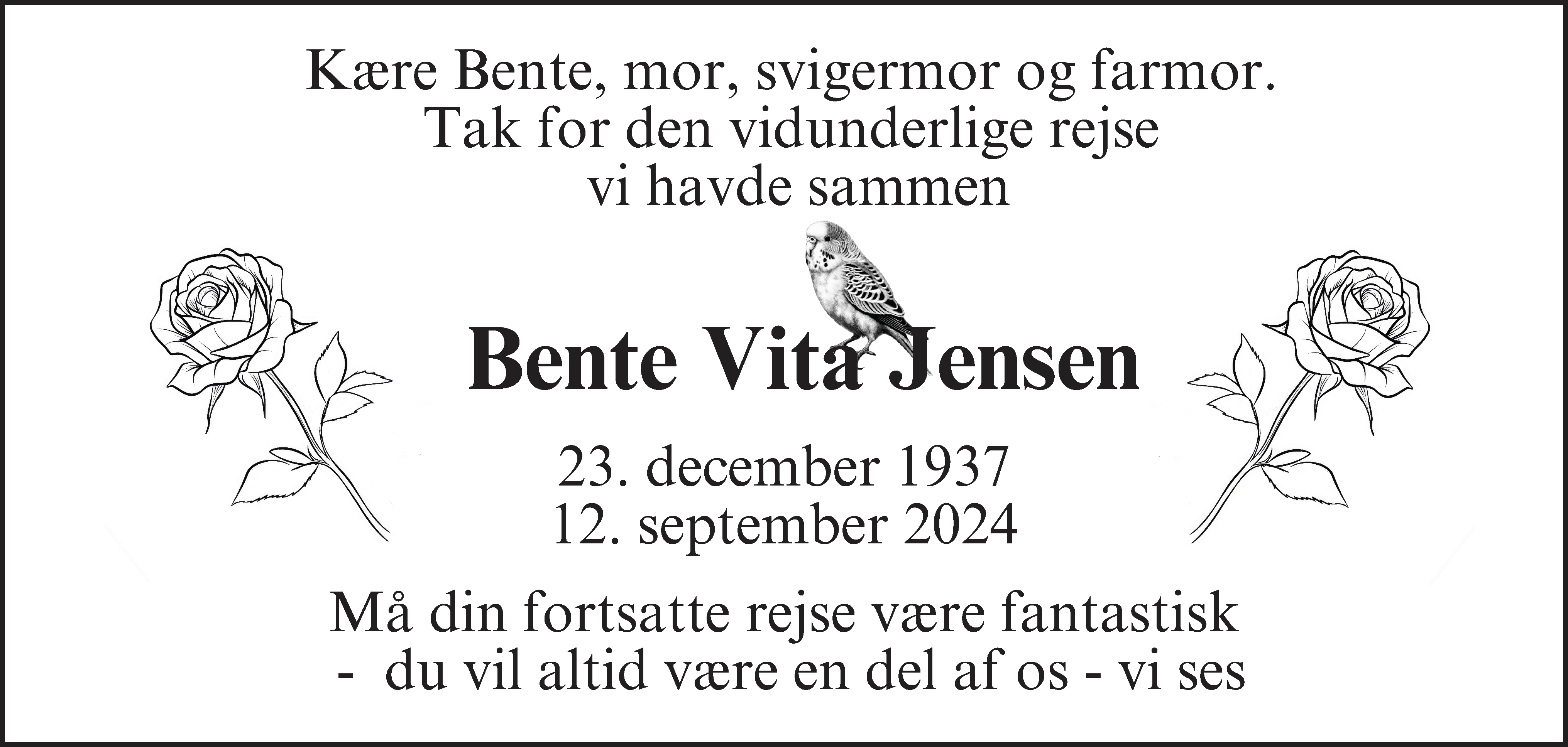 Dødsannonce for Bente Vita Jensen